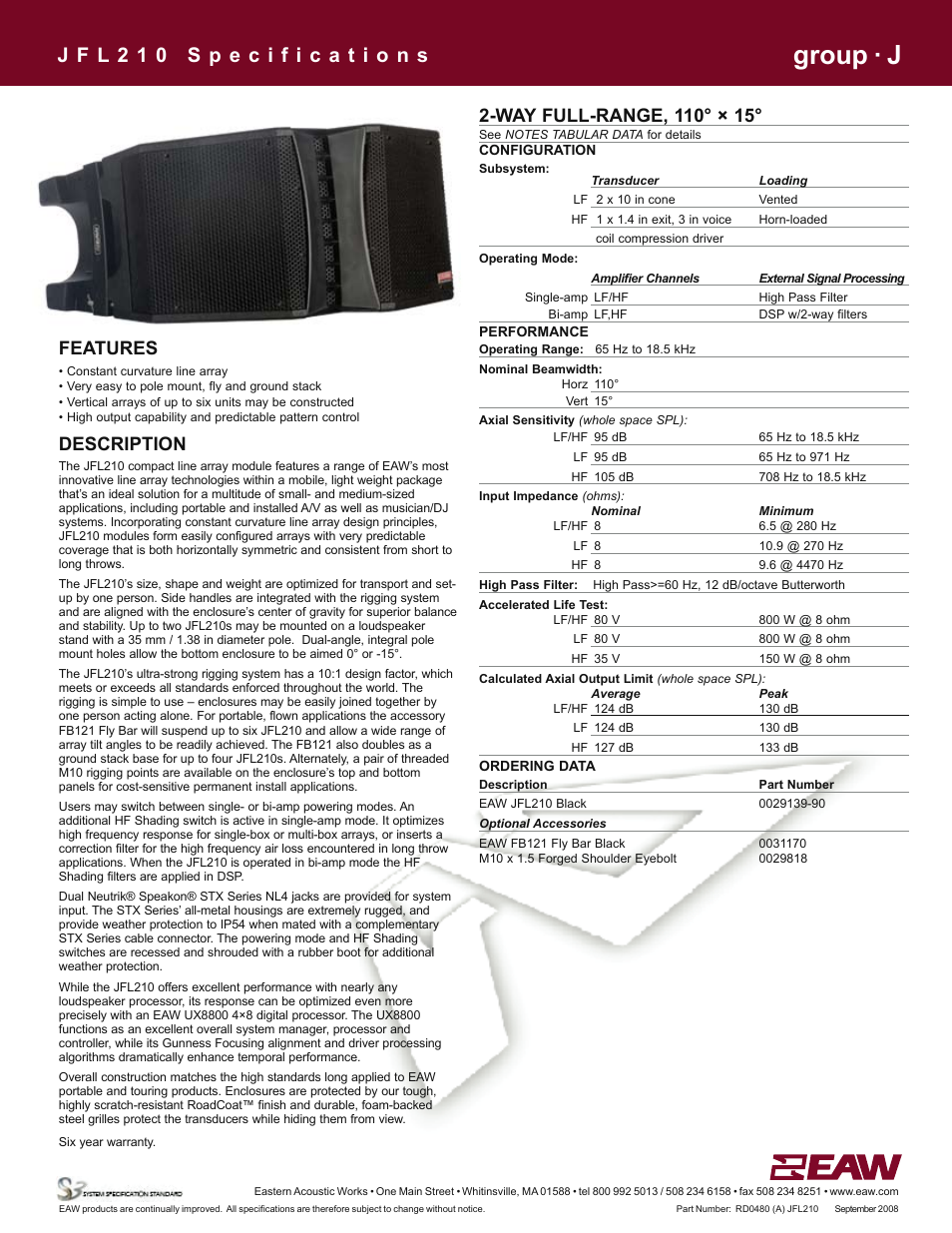EAW JFL210 User Manual | 6 pages