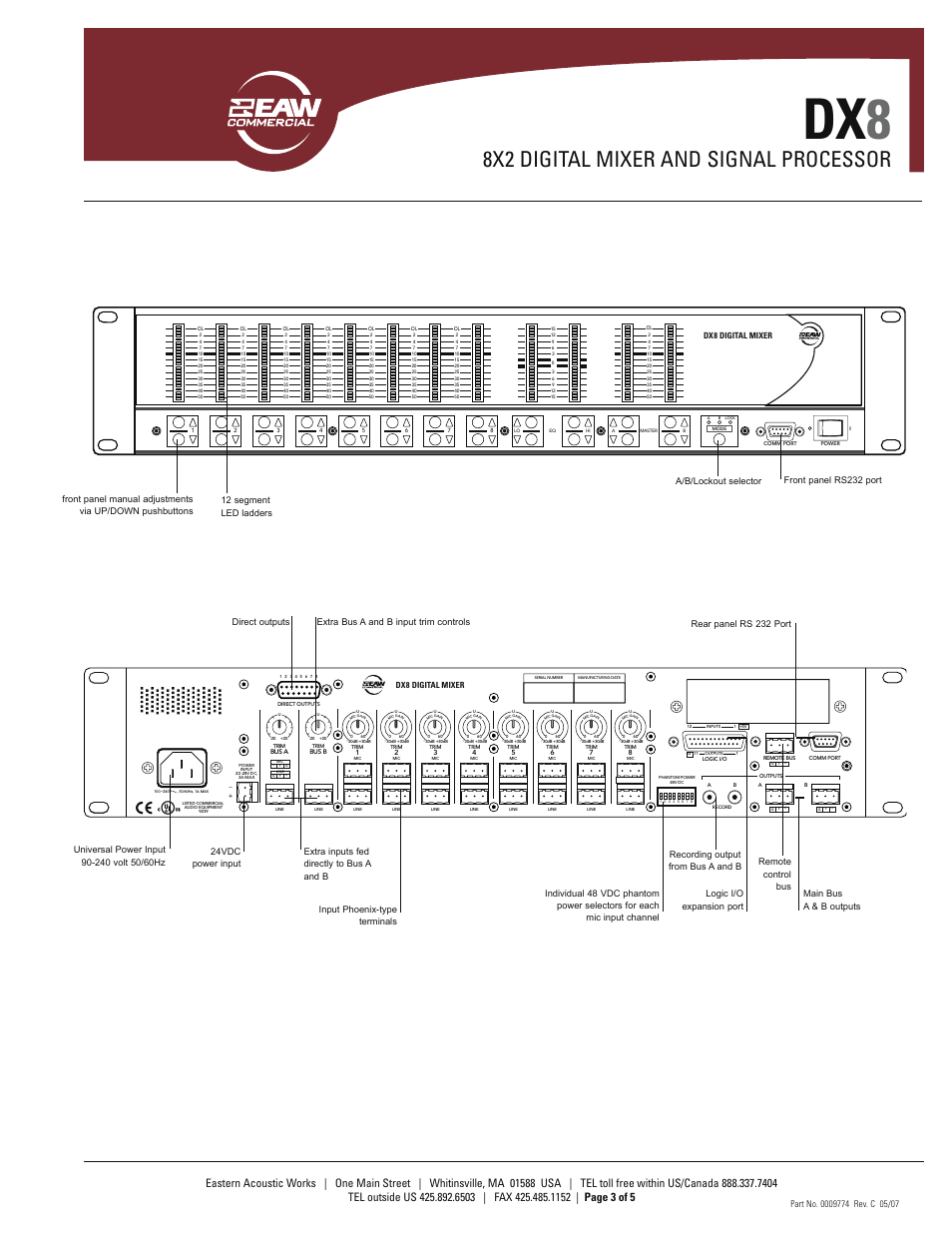 Dx 8, 8x2 digital mixer and signal processor | EAW DX8 User Manual | Page 3 / 5