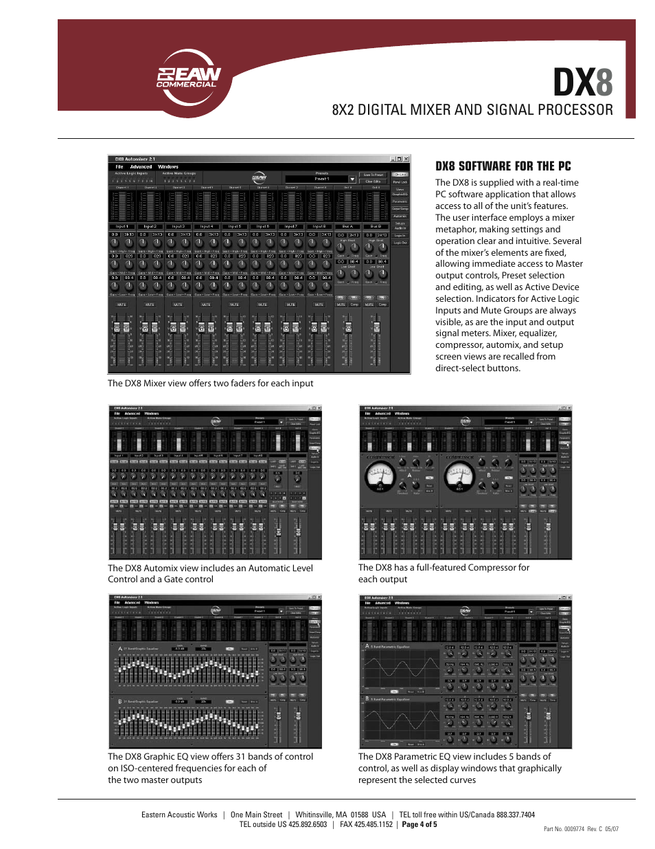 Dx 8, 8x2 digital mixer and signal processor | EAW DX8 User Manual | Page 4 / 5