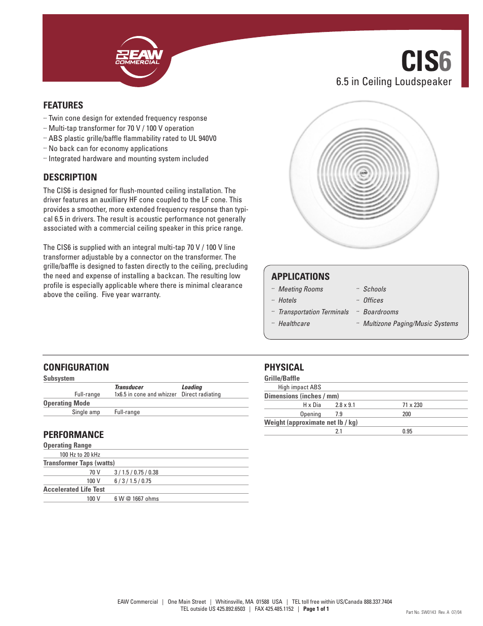 EAW CIS6 User Manual | 1 page