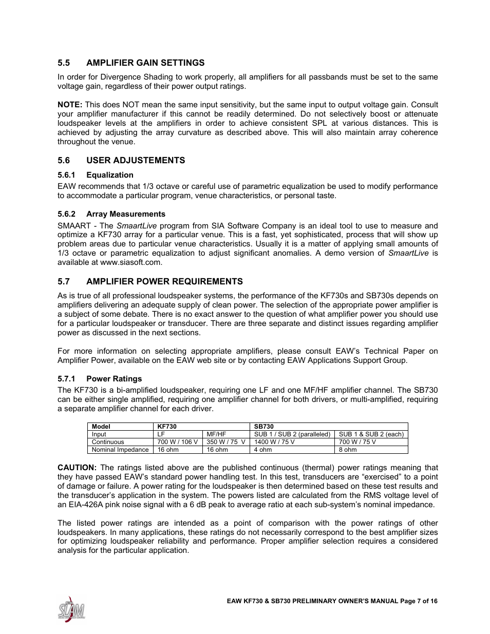 EAW SB730 User Manual | Page 7 / 16