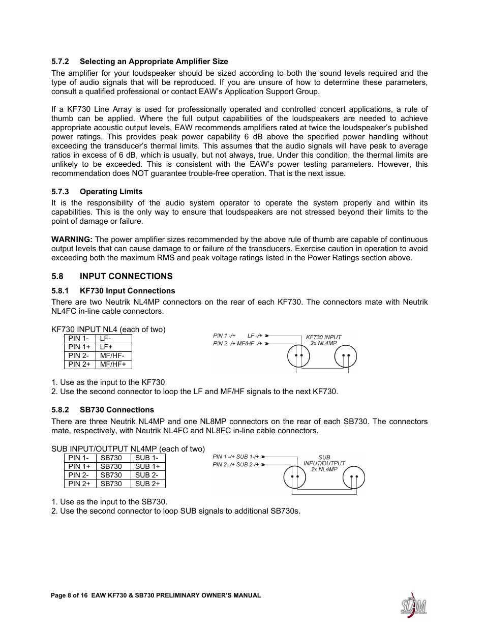 EAW SB730 User Manual | Page 8 / 16