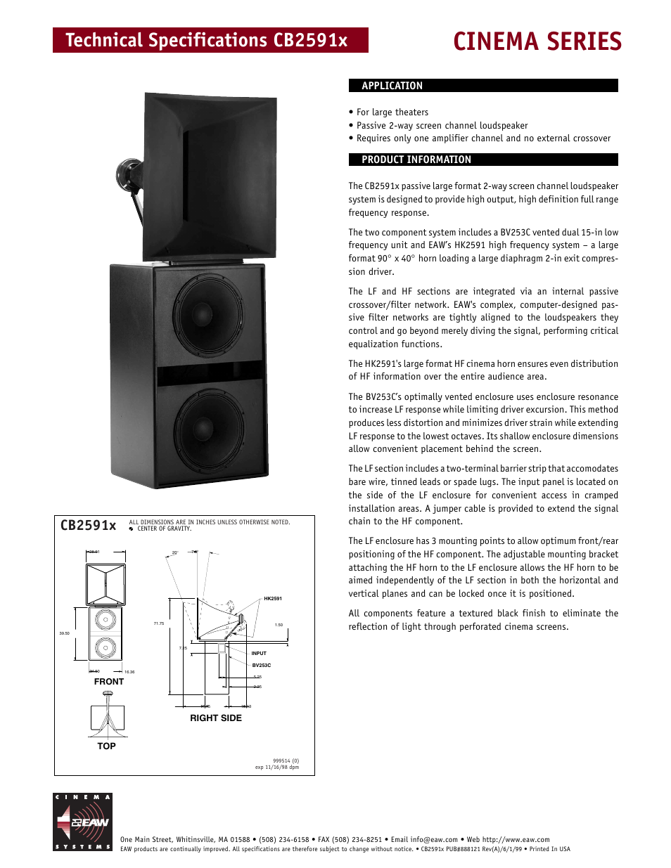 EAW CB2591x User Manual | 2 pages