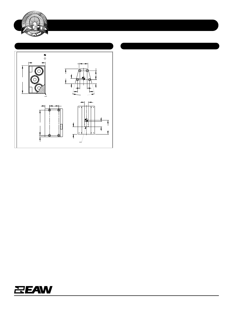 Specifications mq1312, Mq1312, Dimensional drawing a & e specifications | EAW MQ1312 User Manual | Page 2 / 2