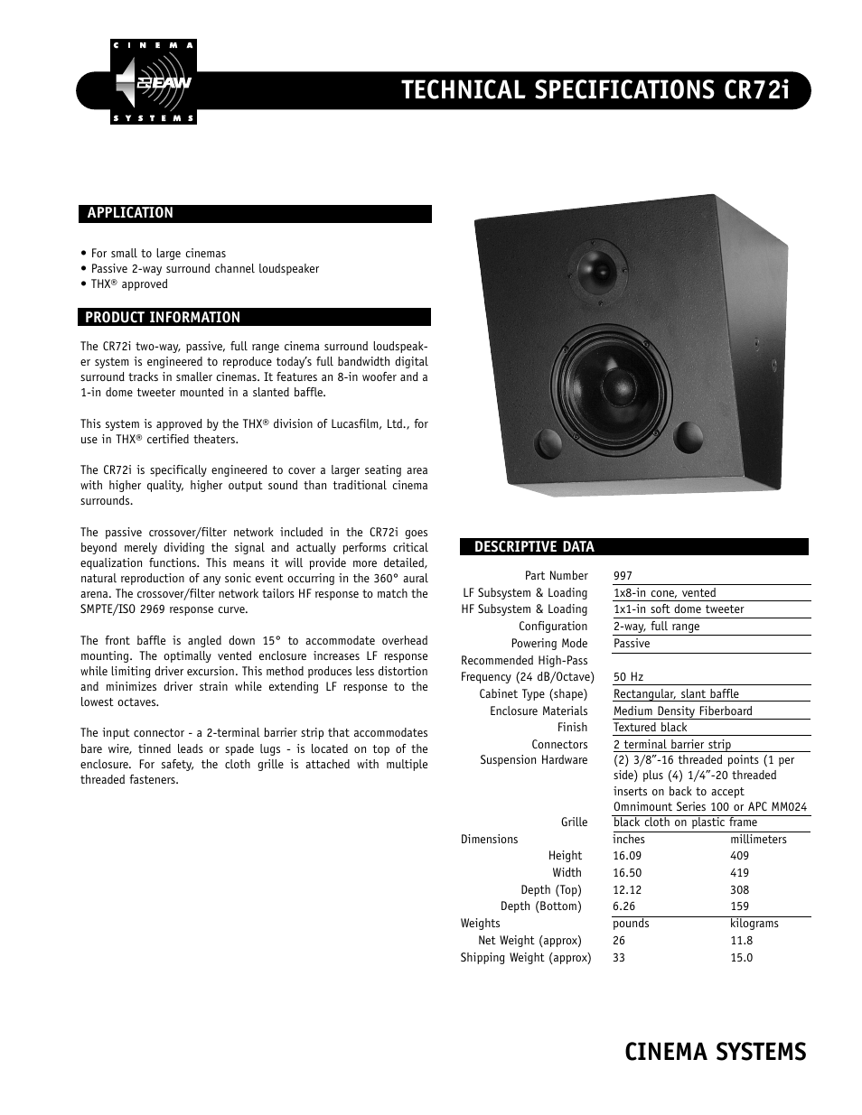 EAW CR72i User Manual | 2 pages