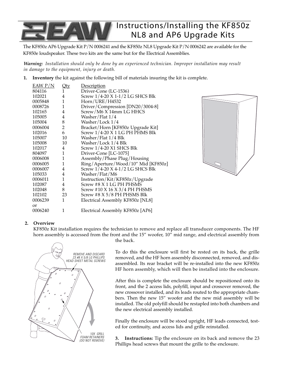 EAW AP6 User Manual | 4 pages