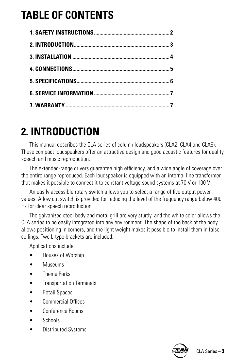 EAW CLA6 CLA4 CLA2 User Manual | Page 3 / 8