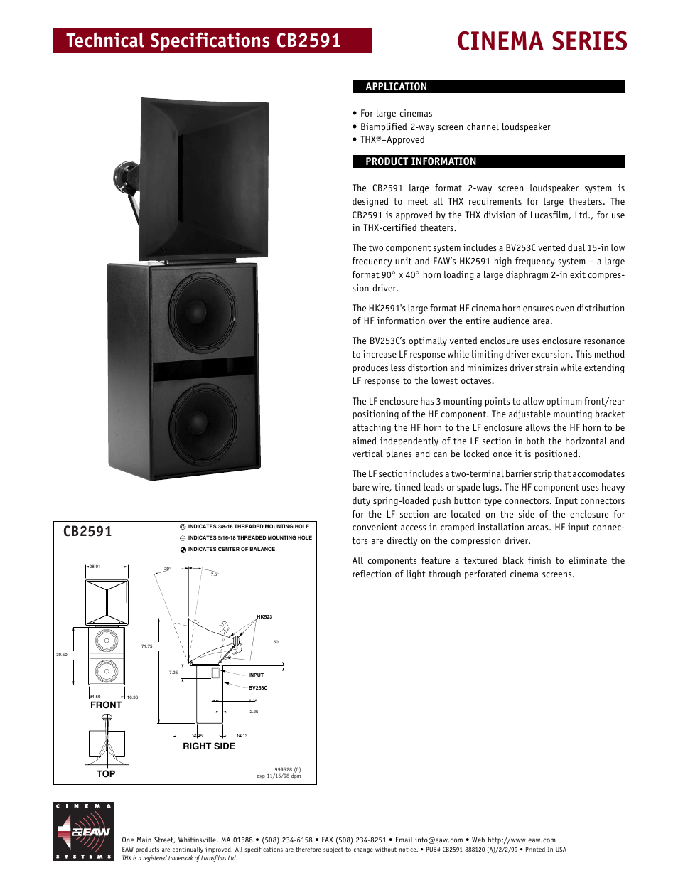 EAW CB2591 User Manual | 2 pages