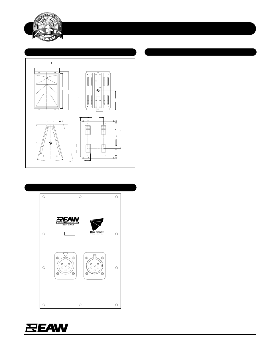 Specifications kf913, Kf913, Right (view a-a) top | Back, Front | EAW KF913 User Manual | Page 2 / 2