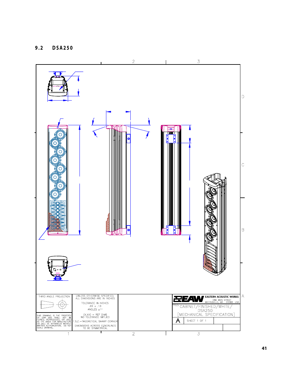 Right side, Front dsa250, Back | EAW DSA250 & DSA230 User Manual | Page 41 / 44