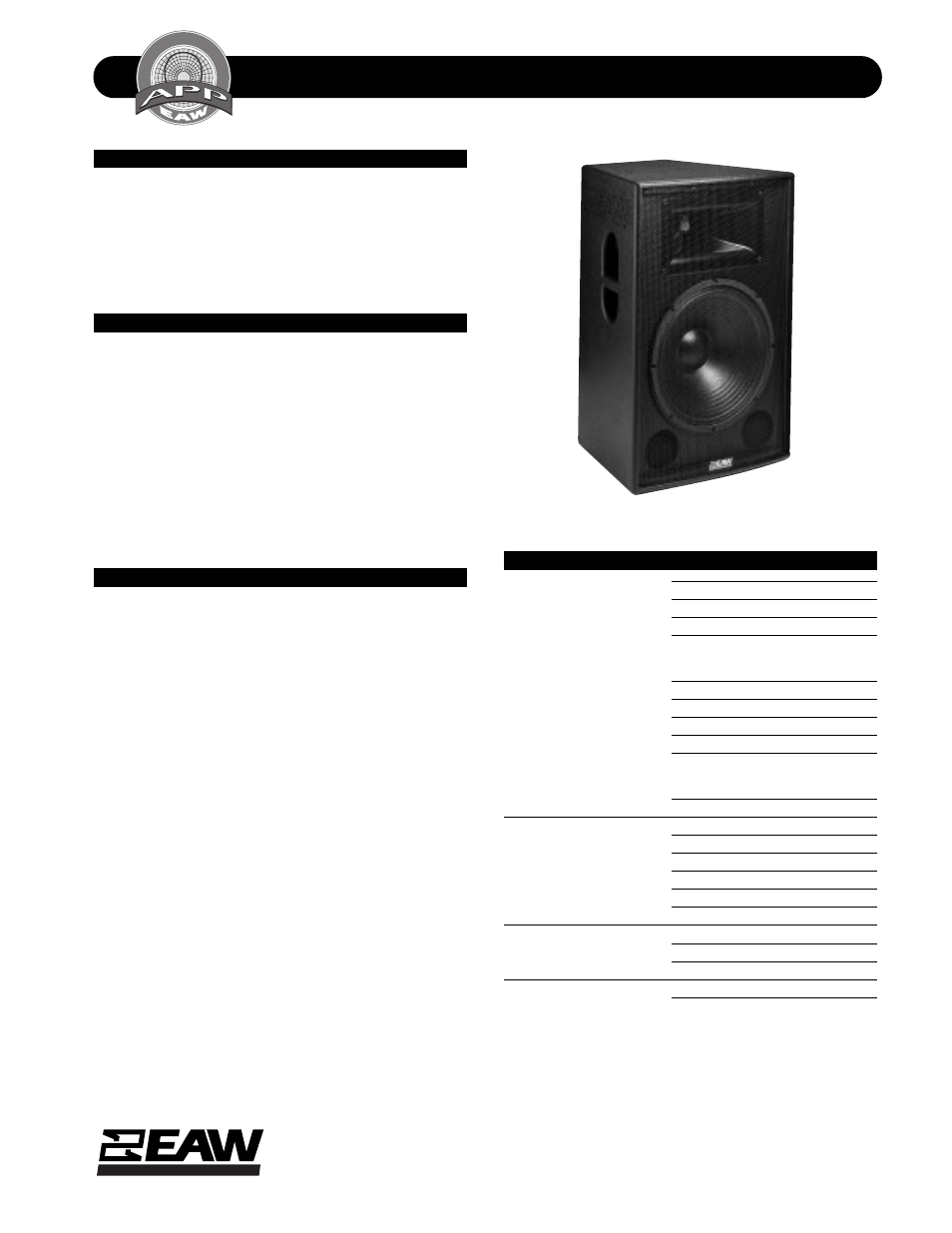 EAW FR159z User Manual | 2 pages
