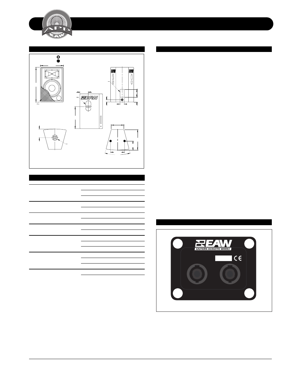 Technical specifications fr159z, Fr159z, Dimensional drawings | EAW FR159z User Manual | Page 2 / 2