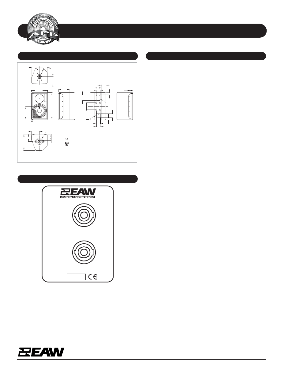 Specifications jfx100, Jfx100 | EAW JFX100 User Manual | Page 2 / 2