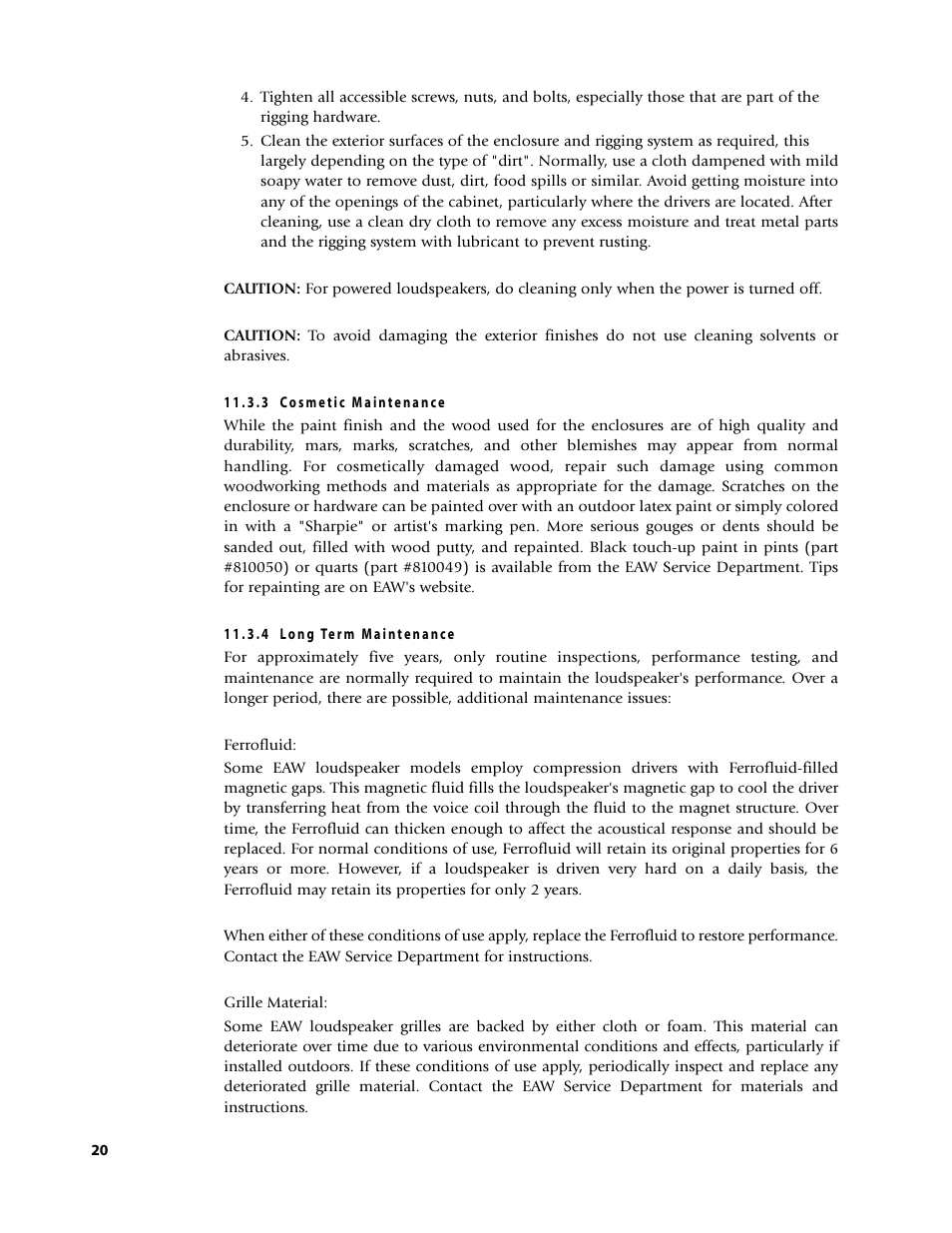 EAW Loudspeaker's User Manual | Page 34 / 40