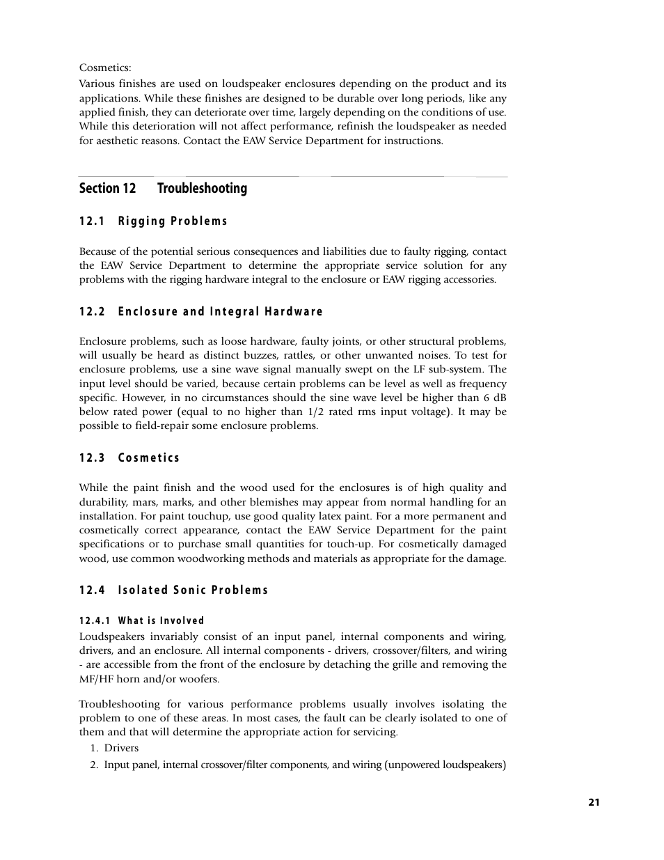 EAW Loudspeaker's User Manual | Page 35 / 40