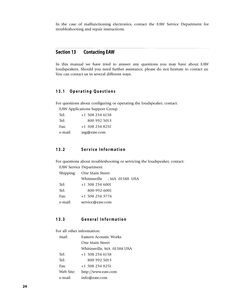 EAW Loudspeaker's User Manual | Page 38 / 40