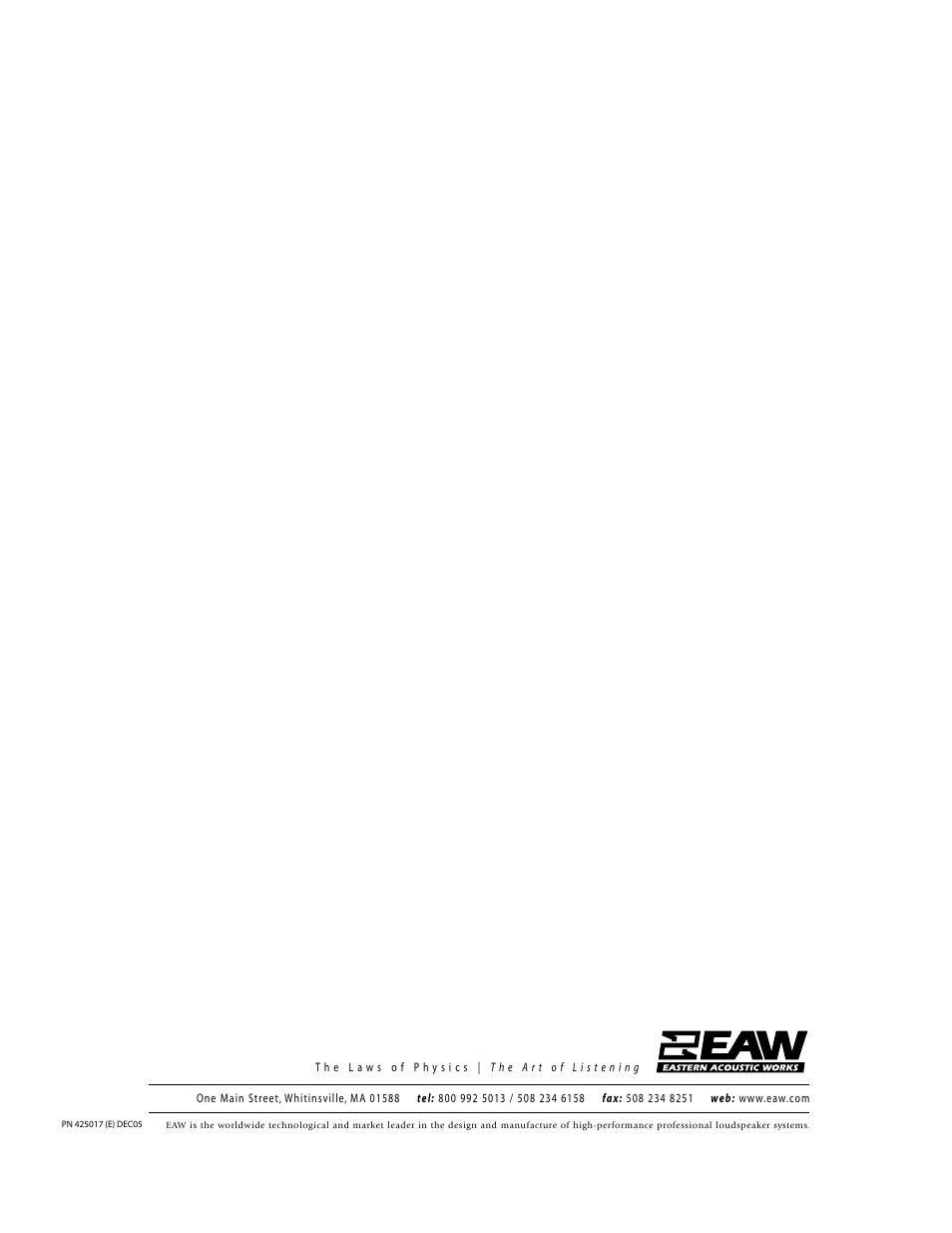 EAW Loudspeaker's User Manual | Page 40 / 40