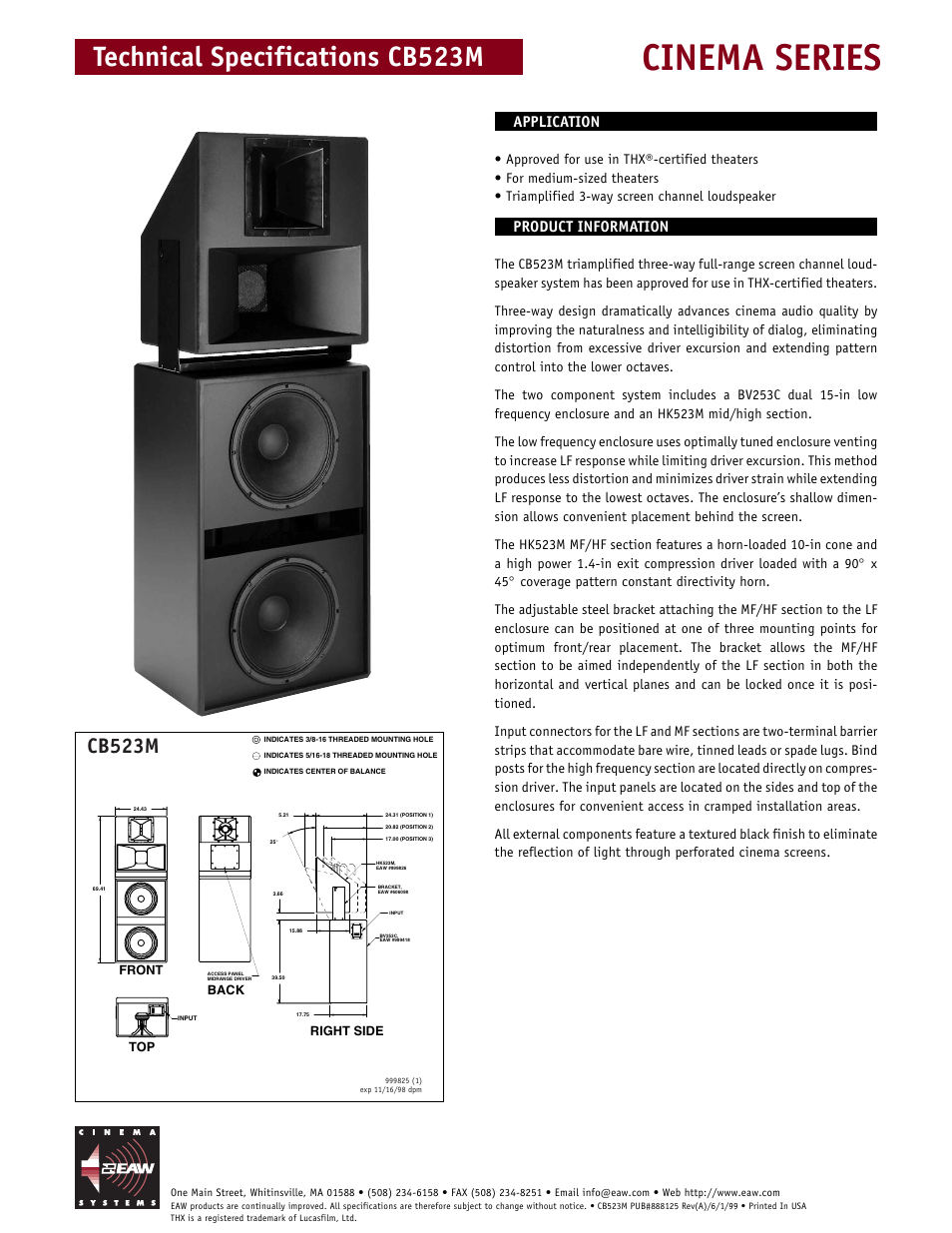 EAW CB523M User Manual | 2 pages