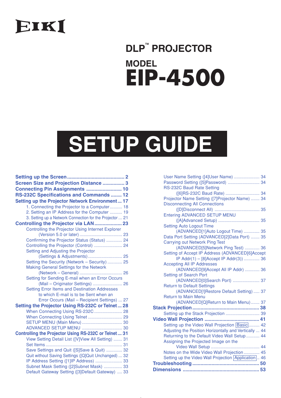 Eiki/Elf EIP-4500 User Manual | 54 pages