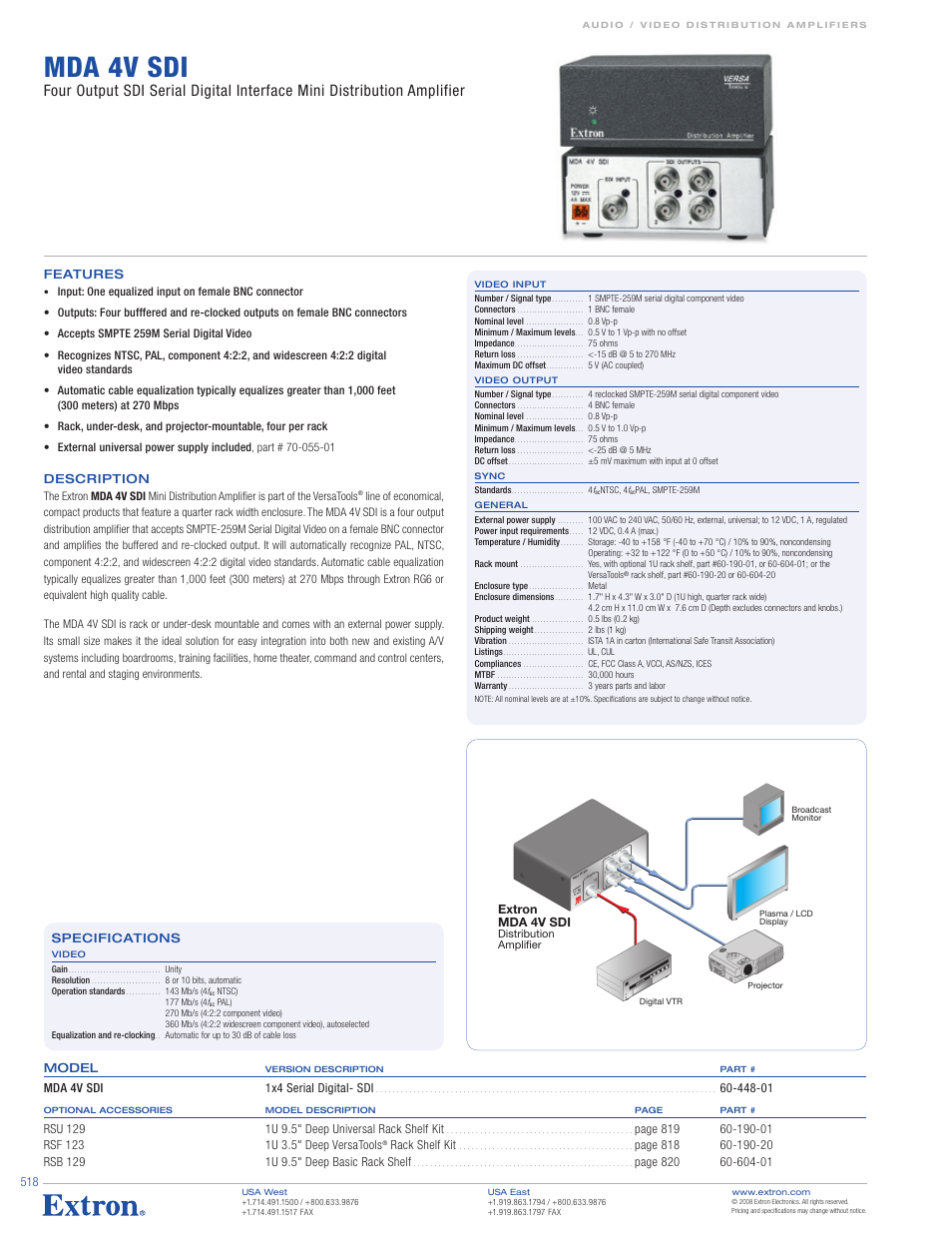 Extron electronic MDA 4V SDI User Manual | 1 page