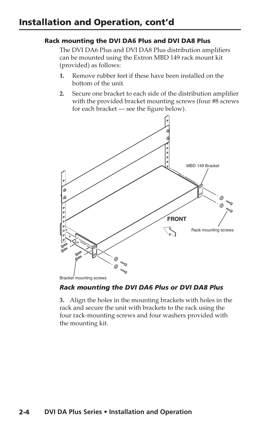 Installation and operation, cont’d | Extron electronic Distribution Amplifiers DVI DA6 Plus User Manual | Page 16 / 30