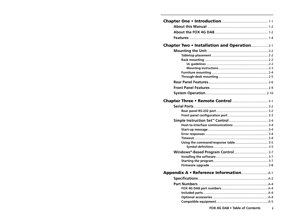 Extron electronic Fiber Optics Fox 4G DA8 User Manual | Page 4 / 22