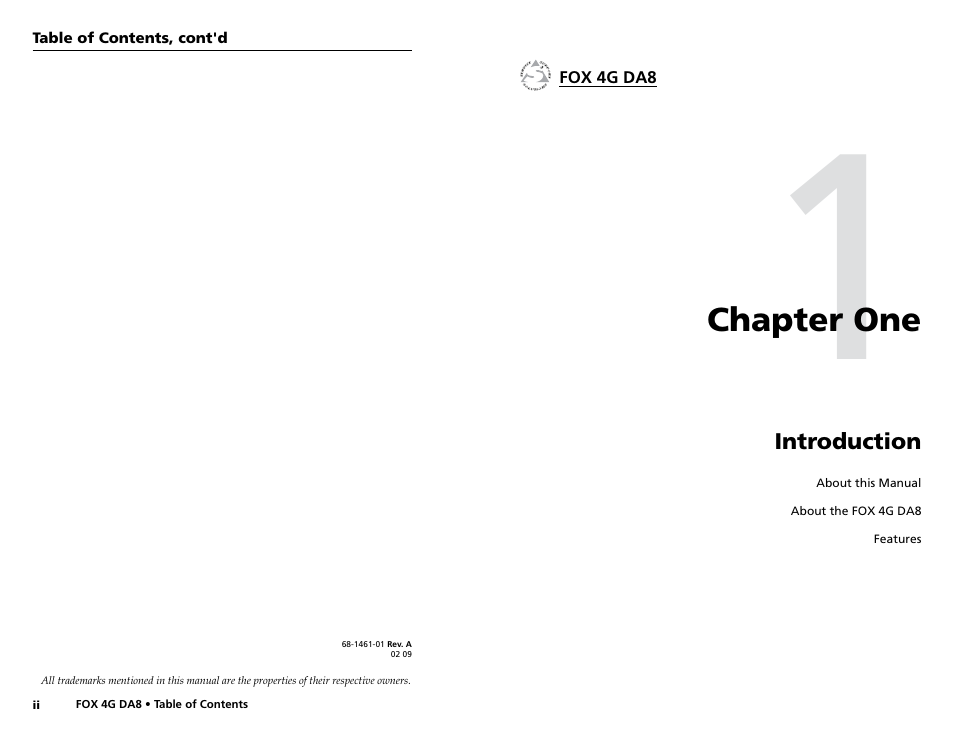 Chapter 1 • introduction, Chapter one, Introduction | Extron electronic Fiber Optics Fox 4G DA8 User Manual | Page 5 / 22