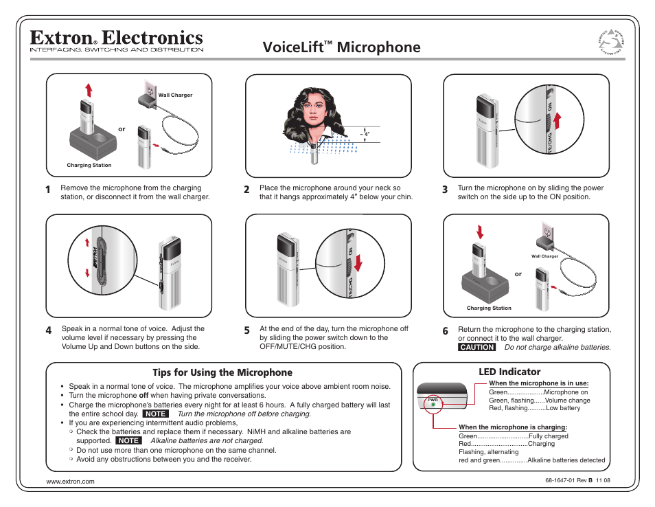 Extron electronic VoiceLift Microphone User Manual | 1 page