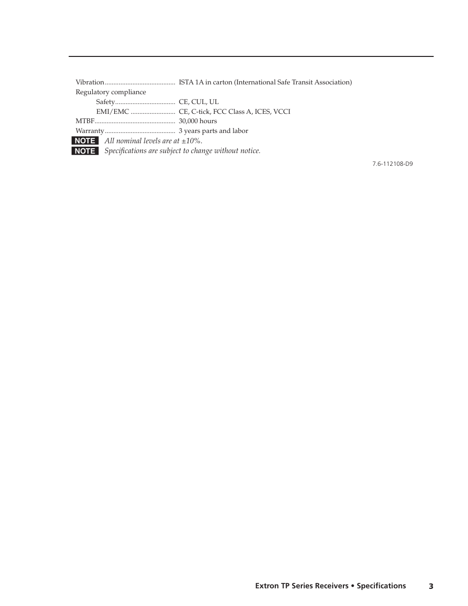 Extron electronic Receivers TP Series User Manual | Page 3 / 3