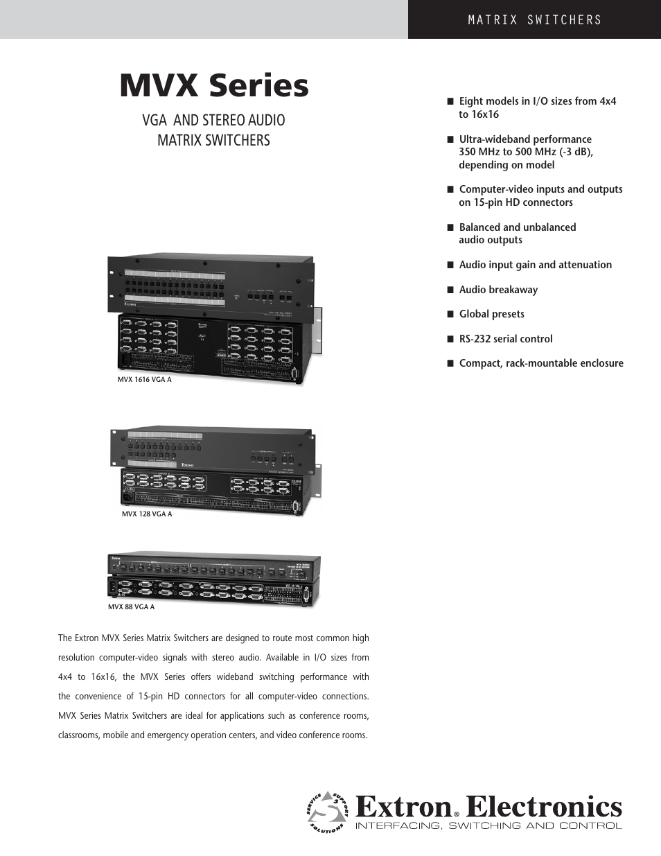 Extron electronic MVX 1616 VGA A User Manual | 4 pages