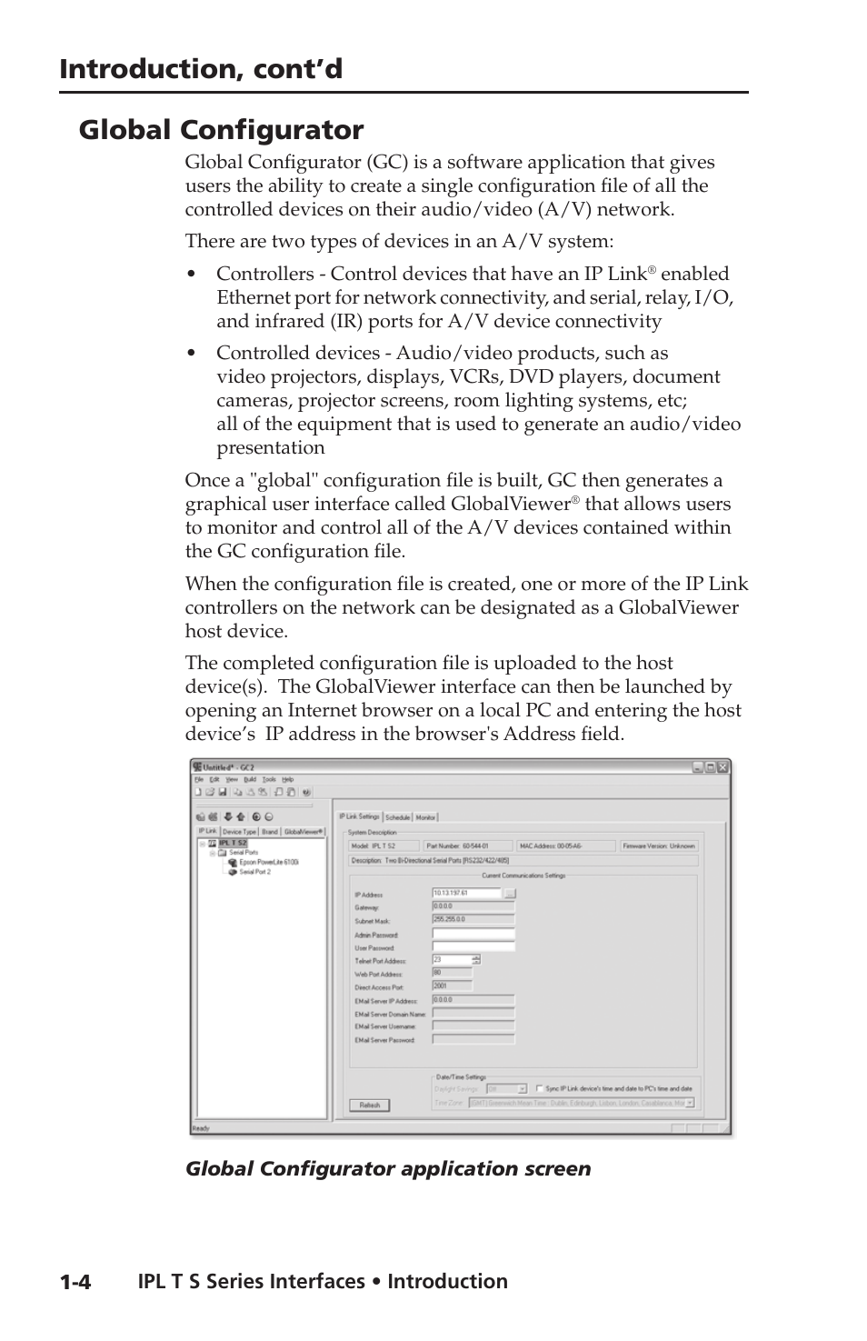 Global configurator, Introduction, cont’d | Extron electronic Extron IPL T S4 User Manual | Page 10 / 45