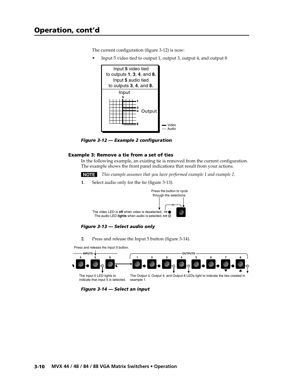 Example 3: remove a tie from a set of ties, Example 3: remove a tie from a set of ties -10, Preliminar y | Operation, cont’d | Extron electronic MVX 88 Series User Manual | Page 28 / 84