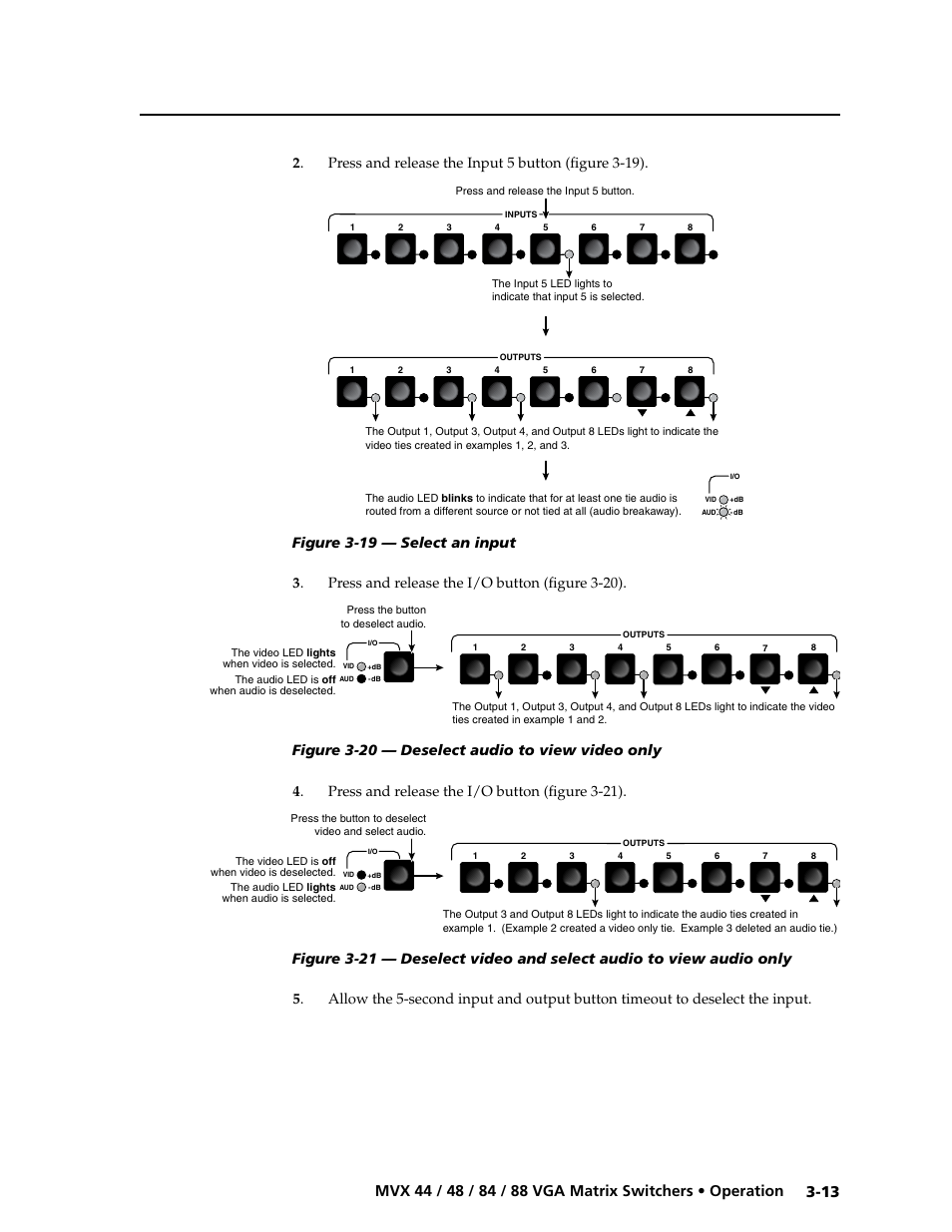 Preliminar y, Press and release the input 5 button (figure 3-19) | Extron electronic MVX 88 Series User Manual | Page 31 / 84