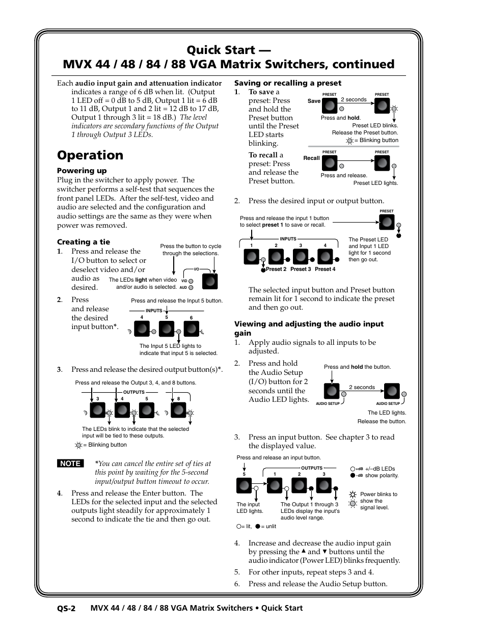Preliminar y, Operation | Extron electronic MVX 88 Series User Manual | Page 6 / 84
