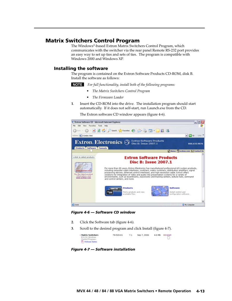 Matrix switchers control program, Installing the software, Installing the software -13 | Preliminar y | Extron electronic MVX 88 Series User Manual | Page 63 / 84