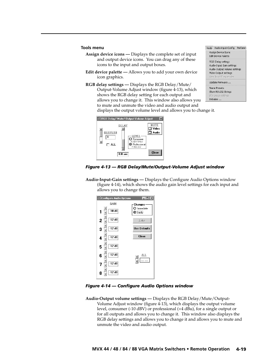 Tools menu, Tools menu -19, Preliminar y | Extron electronic MVX 88 Series User Manual | Page 69 / 84