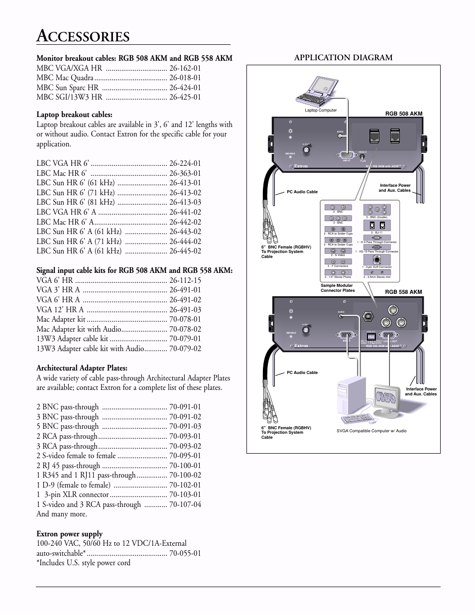 Ccessories | Extron electronic Computer-Video Interface RGB 508 AKM User Manual | Page 3 / 4