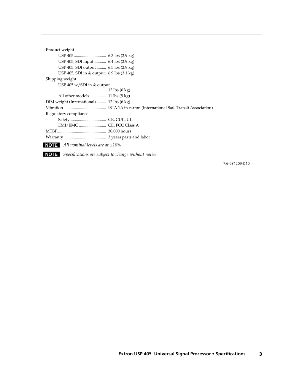 Extron electronic Universal Signal Processor USP 405 User Manual | Page 3 / 3