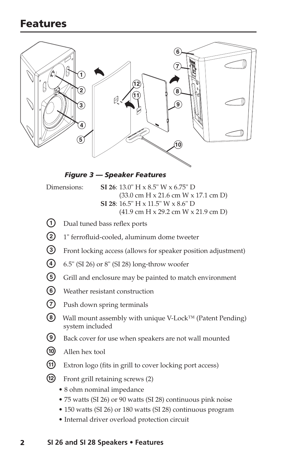 Features | Extron Electronics SI 28 User Manual | Page 4 / 16