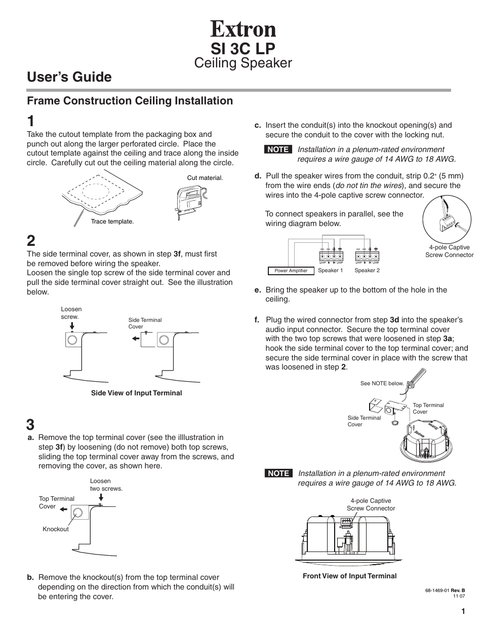 Extron Electronics SI 3C LP User Manual | 3 pages