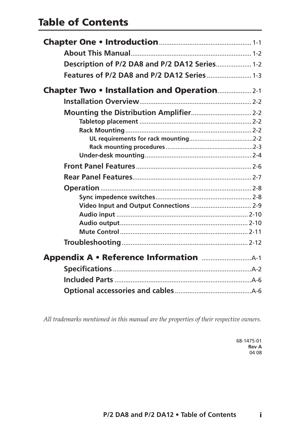 Extron Electronics P-2 DA8 Series User Manual | Page 5 / 32