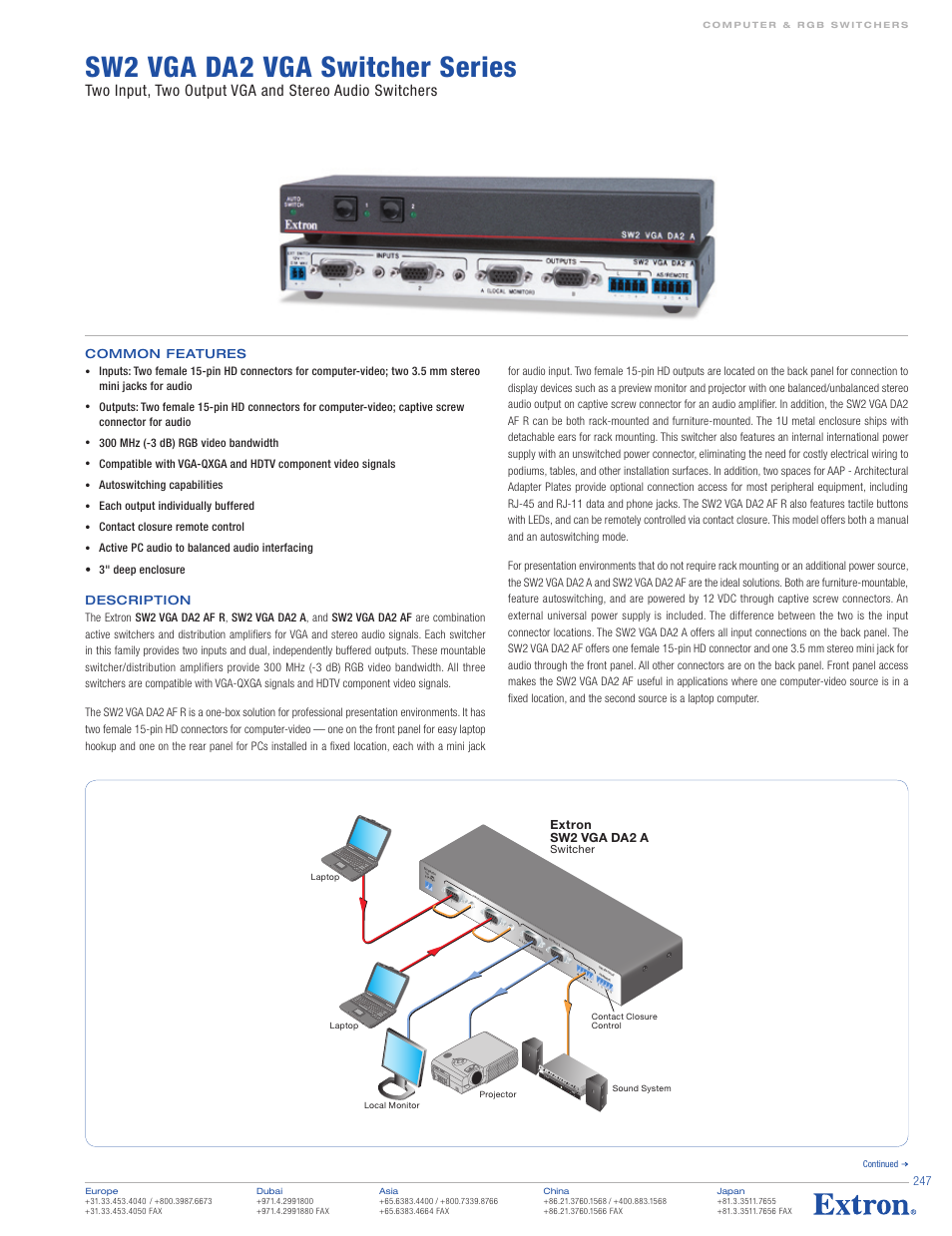 Extron electronic DA2 VGA Series User Manual | 3 pages