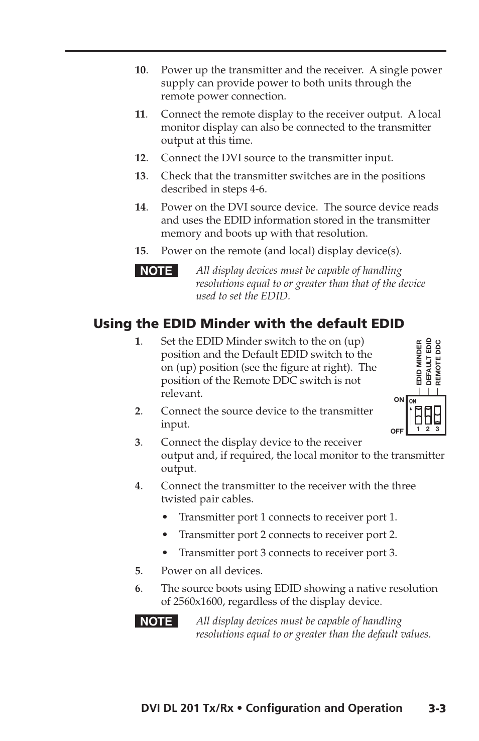 Using the edid minder with the default edid | Extron electronic Dual Link DVI Transmitter and Receiver DVI DL 201 Tx User Manual | Page 35 / 48