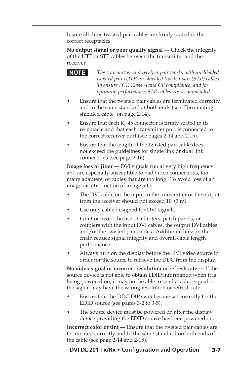 Troubleshooting | Extron electronic Dual Link DVI Transmitter and Receiver DVI DL 201 Tx User Manual | Page 39 / 48