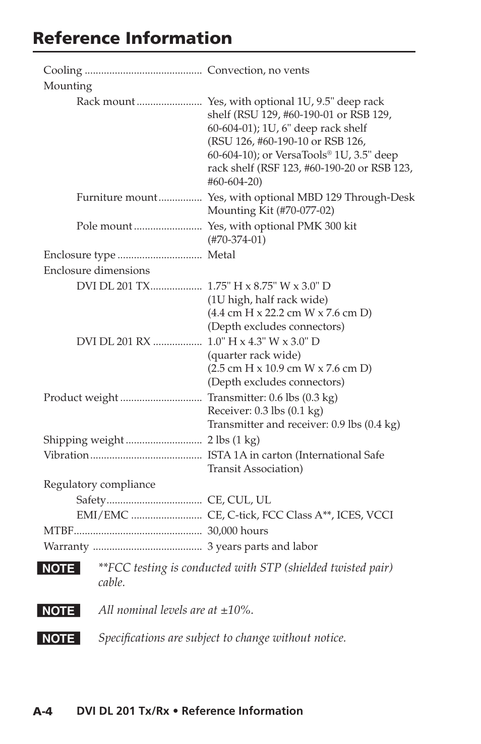 Reference information | Extron electronic Dual Link DVI Transmitter and Receiver DVI DL 201 Tx User Manual | Page 44 / 48