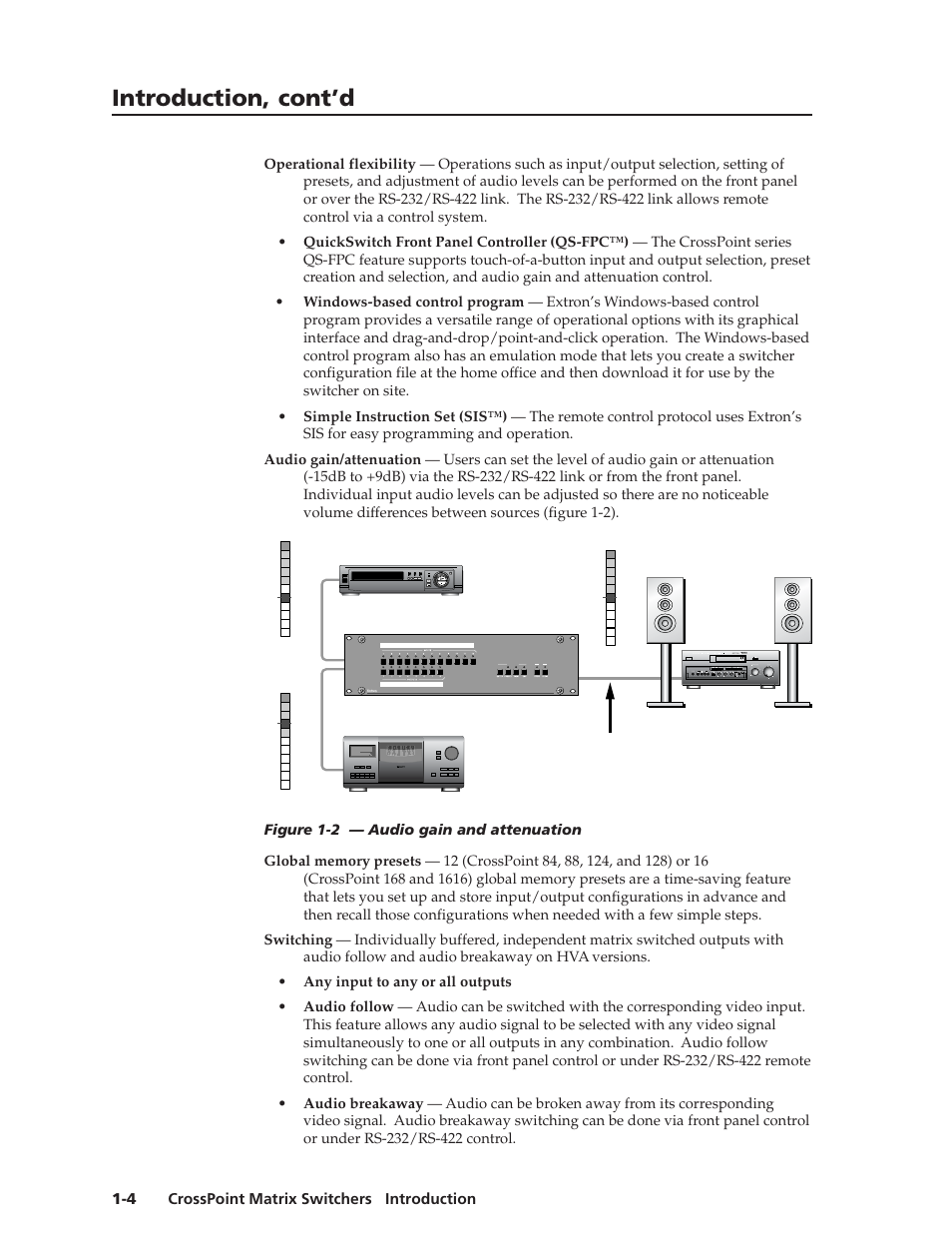 Introduction, cont’d, Crosspoint matrix switchers • introduction 1-4 | Extron Electronics HVA User Manual | Page 10 / 70