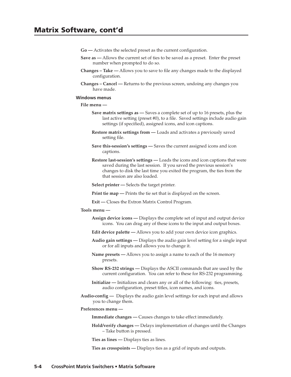 Matrix software, cont’d | Extron Electronics HVA User Manual | Page 52 / 70