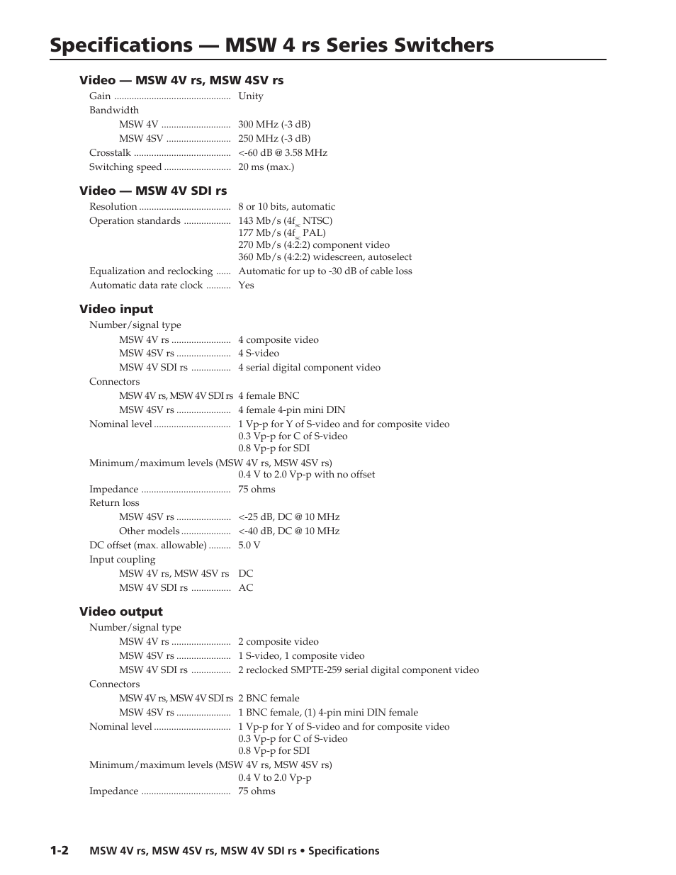 Extron electronic MSW 4SV rs User Manual | 2 pages