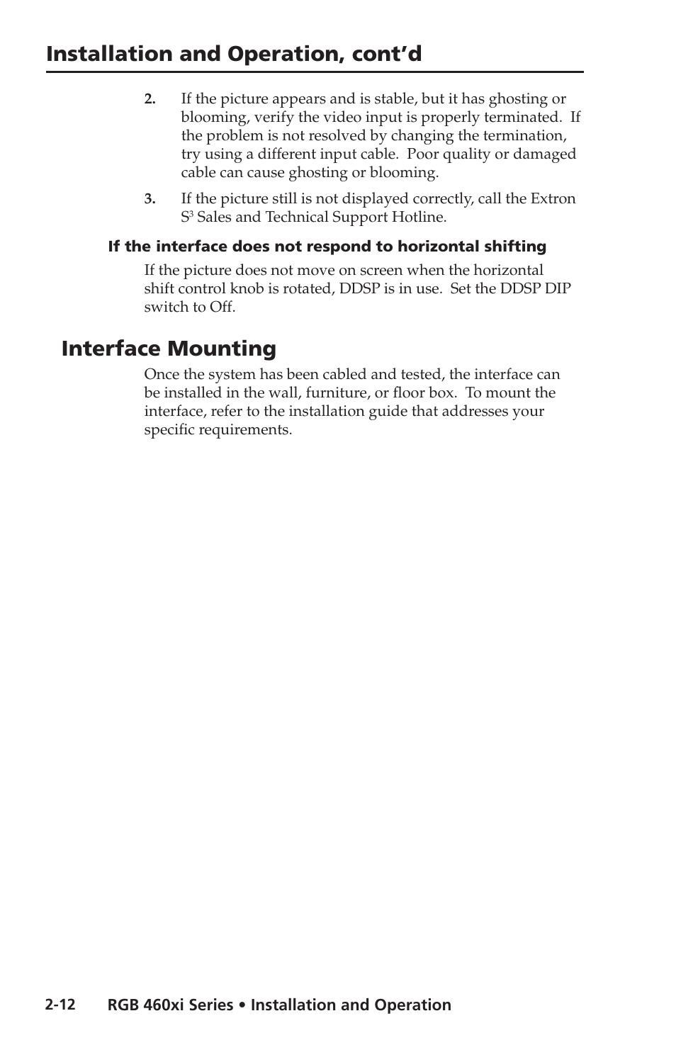 Interface mounting, Installation and operation, cont’d | Extron electronic Wall and Floor Box Mountable Interfaces RGB 468 Mxi User Manual | Page 22 / 36
