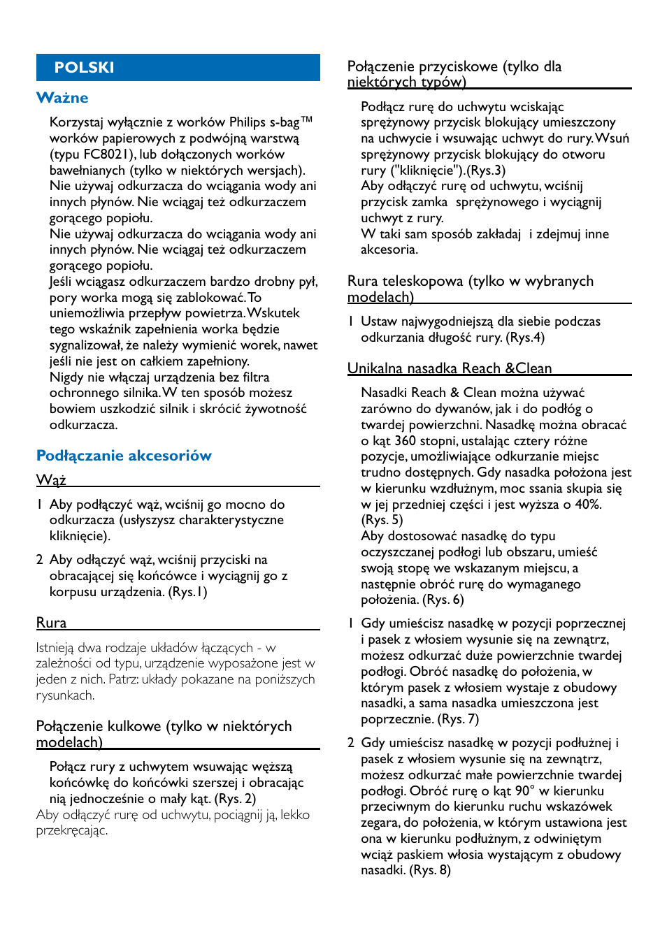 Polski 10 | Philips FC9100 User Manual | Page 10 / 64